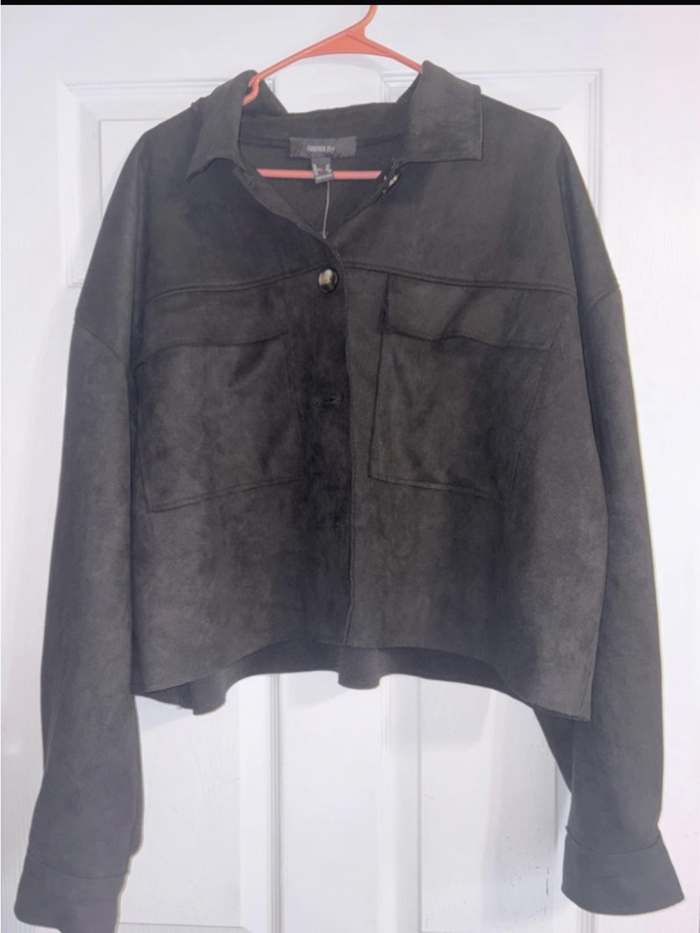 Forever 21 Oversized Black Suede-Look shacket